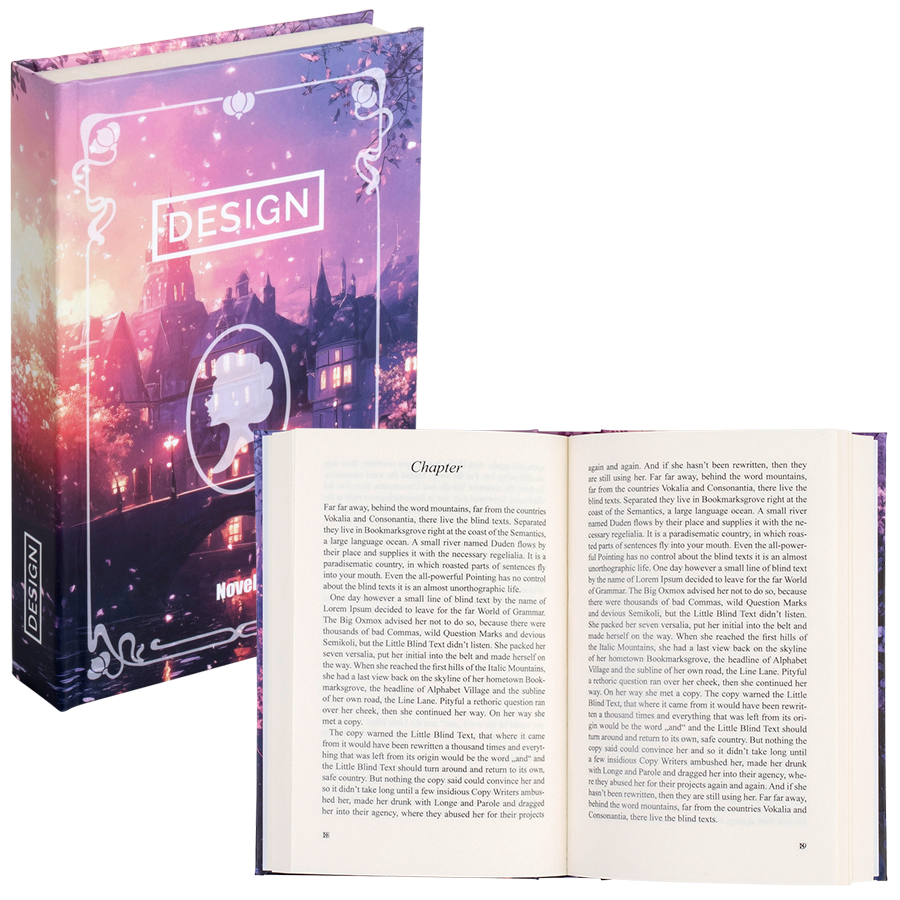 Kompakt-Buch Hardcover mit geradem Rücken, 12,5 x 19,0 cm hoch, Umschlag 4/0-farbig CMYK, Inhalt 480 Seiten 1/1-farbig Schwarz