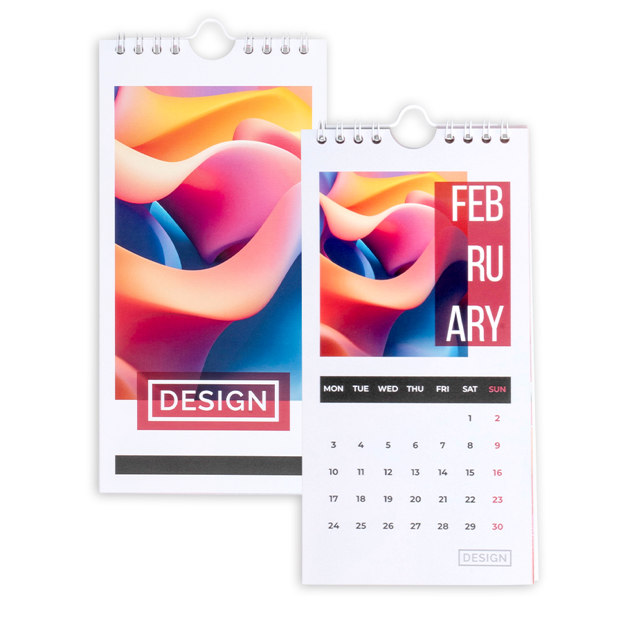 Monatskalender 13 Blatt (12 Monate + Deckblatt)<br>einseitig bedruckt 4/0 farbig<br>21,0 x 42,0 cm